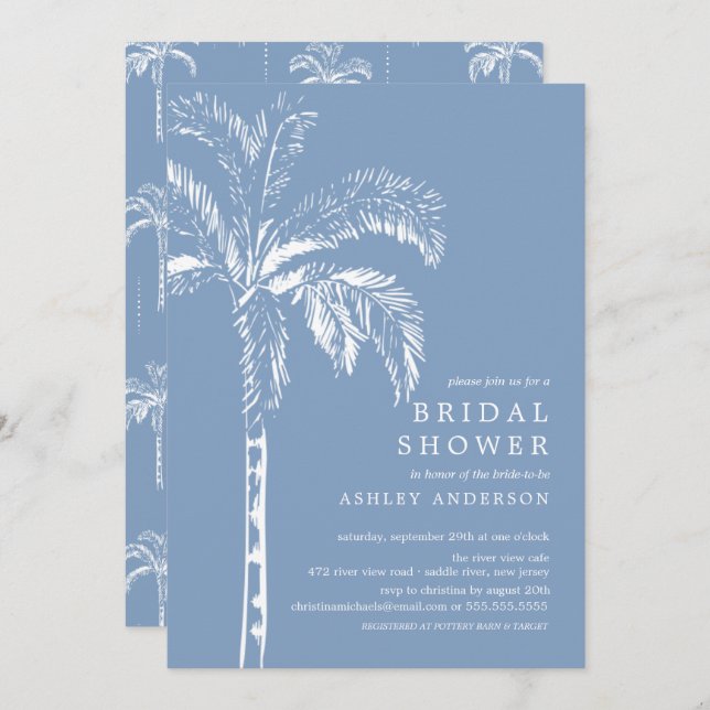 Modern Tropical Palm Tree Bridal Shower Invitation (Front/Back)