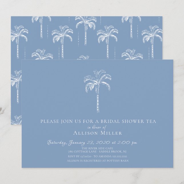 Modern Tropical Palm Tree Bridal Shower Invitation (Front/Back)