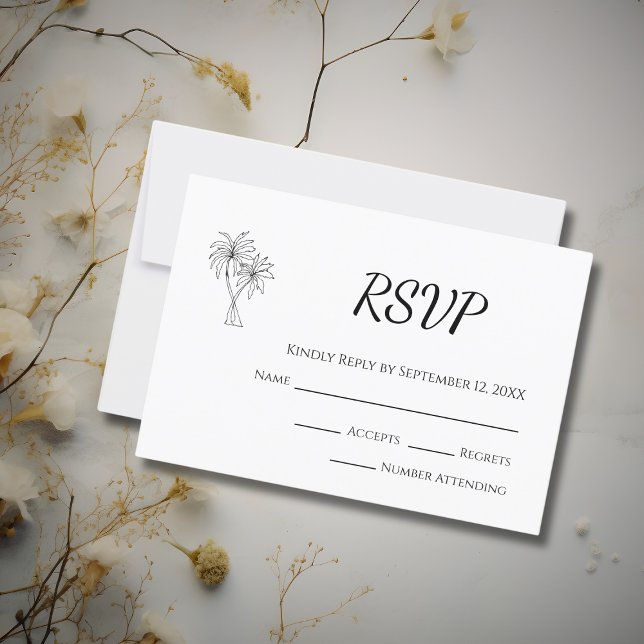 Modern Tropical Palm Trees Destination Wedding  RSVP Card (Creator Uploaded)