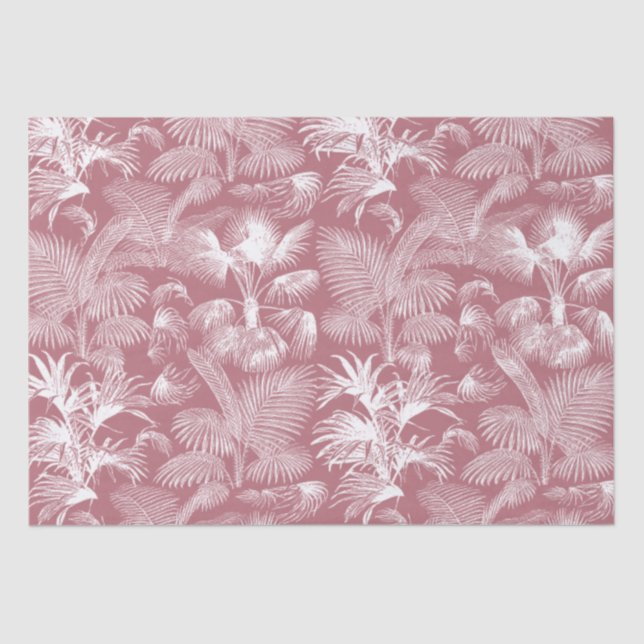 Modern Tropical Palm Trees Rose Gold White Tissue Paper (Front)