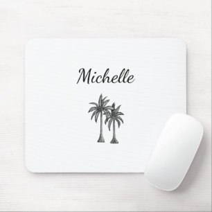 Modern Tropical Palm Trees Simple Personalised Mouse Mat