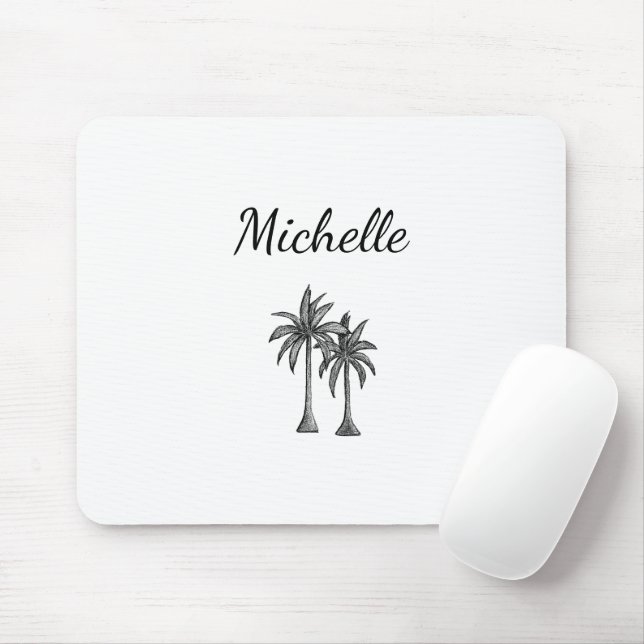 Modern Tropical Palm Trees Simple Personalised Mouse Mat (With Mouse)