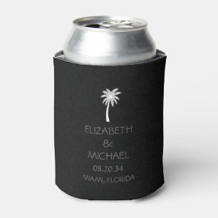 Modern Tropical Palm Trees Wedding Black white     Can Cooler
