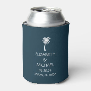 Modern Tropical Palm Trees Wedding Custom Can Cooler