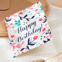 Modern tropical pastel floral happy birthday