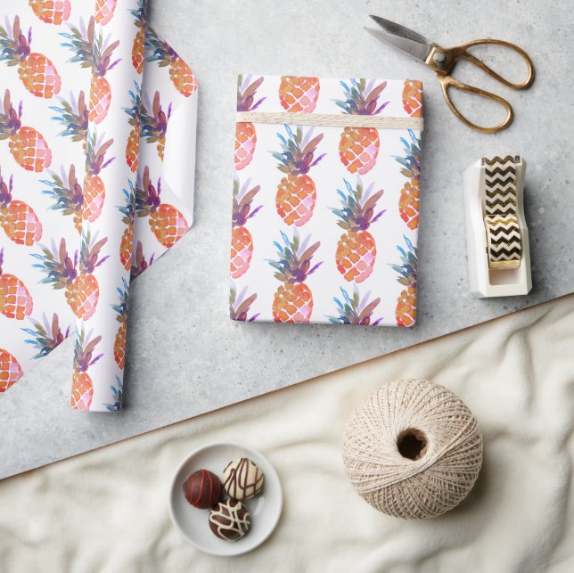 Modern Tropical Pineapple Birthday  Wrapping Paper (Crafts)
