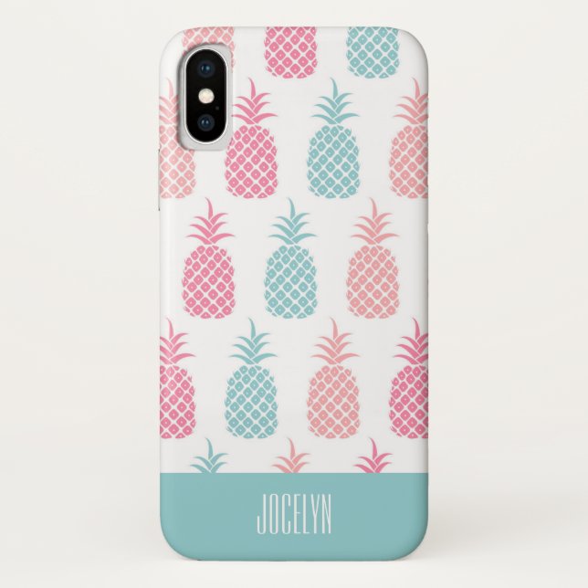 Modern Tropical Pineapple Monogram Case-Mate iPhone Case (Back)