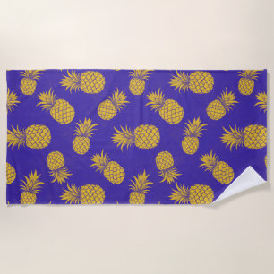 Modern Tropical Pineapple Watercolor Beach Towel