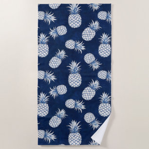 Modern Tropical Pineapple Watercolor Beach Towel