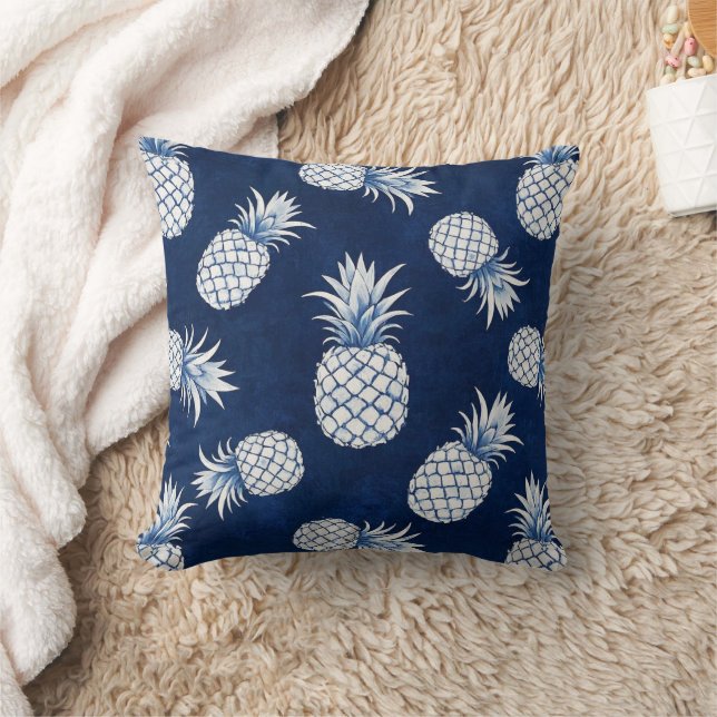 Modern Tropical Pineapple Watercolor Cushion (Blanket)