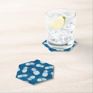 Modern Tropical Pineapple Watercolor Paper Coaster