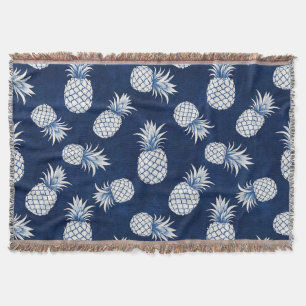 Modern Tropical Pineapple Watercolor Throw Blanket