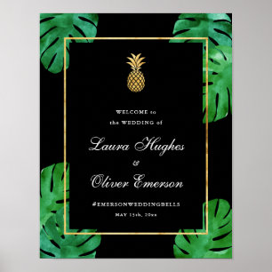 Modern Tropical Pineapple Wedding Welcome Sign