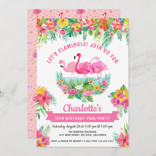 Modern Tropical Pool Party Birthday Party Invitation