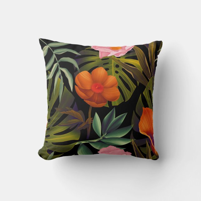 Modern Tropical Print Cushion (Front)