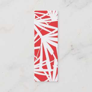 Modern Tropical Red Palm Leaves Pattern Mini Business Card