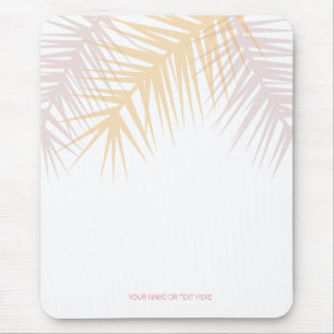 Modern tropical rosé palm leaves mouse mat