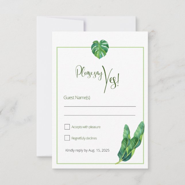 Modern Tropical RSVP Card (Front)