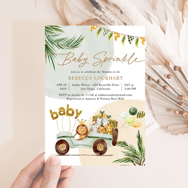 Modern Tropical Safari Baby Animals Baby Sprinkle  Invitation (Creator Uploaded)