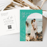 Modern Tropical Save the Date Postcard<br><div class="desc">This Save the Date postcard from the Leilani Collection features bright, bold colours and modern typography framing your engagement photo, sure to make a lasting impression on your guests! Personalise it with your details easily and quickly. Simply press the 'customise it' button to further re-arrange and format the style and...</div>