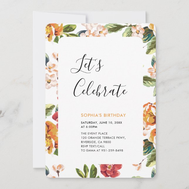 Modern Tropical Summer Adult Birthday Party Invitation (Front)
