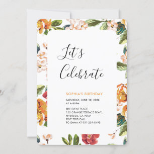 Modern Tropical Summer Adult Birthday Party Invitation