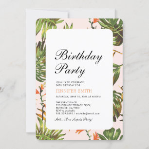 Modern Tropical Summer Adult Birthday Party Invitation