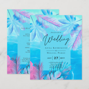 Modern Tropical Summer Aqua Blue Pink Wedding