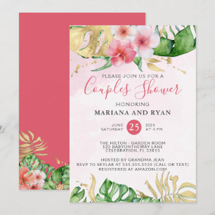 Modern Tropical Summer Floral Couples Baby Shower Invitation