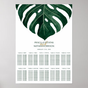 Modern Tropical Swiss Cheese Gold Seating Chart