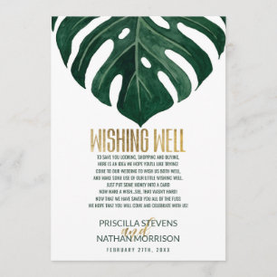 Modern Tropical Swiss Cheese Gold Wishing Well Invitation