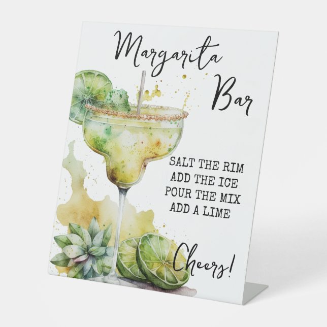 Modern Tropical Watercolor Margarita Bar Sign (Front)