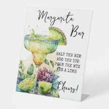 Modern Tropical Watercolor Margarita Bar Sign