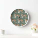 Modern Tropical Watercolor Tigers Wild Pattern Clock<br><div class="desc">Modern Tropical Watercolor Tigers Wild Pattern</div>