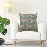 Modern Tropical Watercolor Tigers Wild Pattern Cushion<br><div class="desc">Modern Tropical Watercolor Tigers Wild Pattern</div>