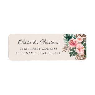 Modern Tropical Watercolor Wedding Return Address