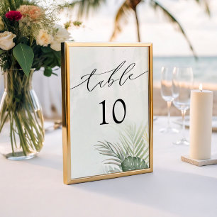 Modern Tropical Watercolor Wedding Table Number