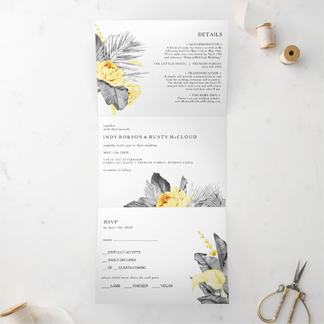Modern Tropical Wedding All In One Tri-fold (Inside)