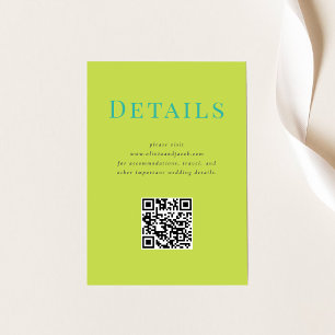Modern Tropical Wedding Details Card with QR code