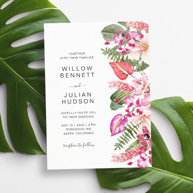 Modern Tropical Wedding Invitation (Modern Colorful Tropical Floral Wedding Invitation by Painted Paperie
)