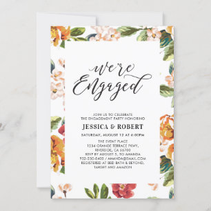 Modern Tropical   "We're Engaged" Engagement Party Invitation