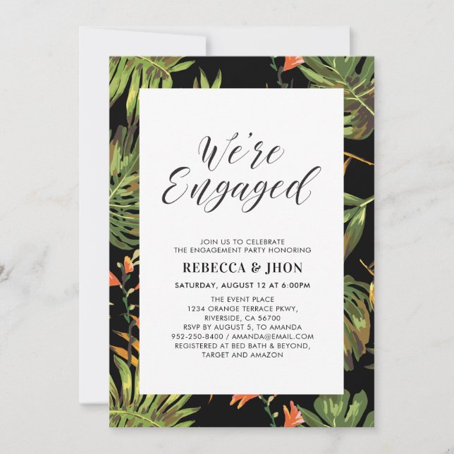 Modern Tropical | "We're Engaged" Engagement Party Invitation (Front)
