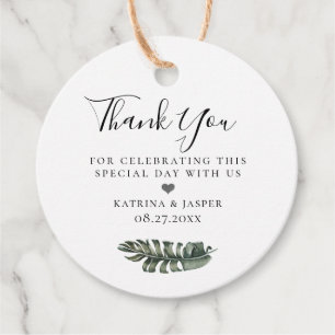 Modern Tropics Island Leaves Wedding Favour Tags