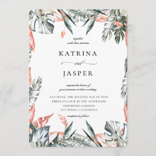 Modern Tropics Palm Leaf Frame Wedding Invitation
