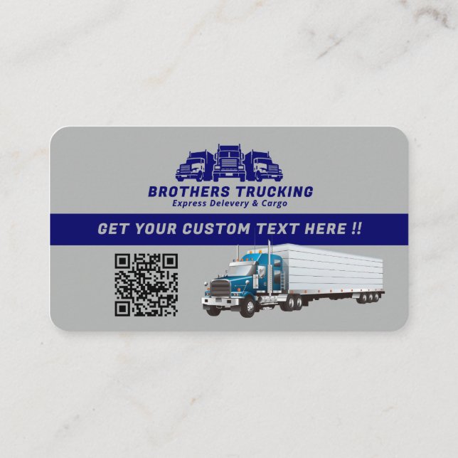 Modern Trucking Business | Blue Grey Business Card (Back)