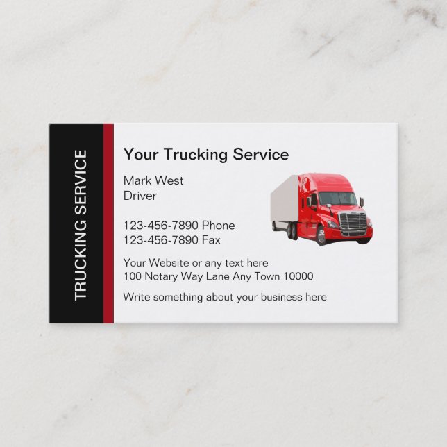 Modern Trucking Service Business Card Template (Front)
