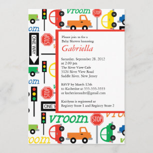 Modern Trucks Boy Baby Shower Invitation