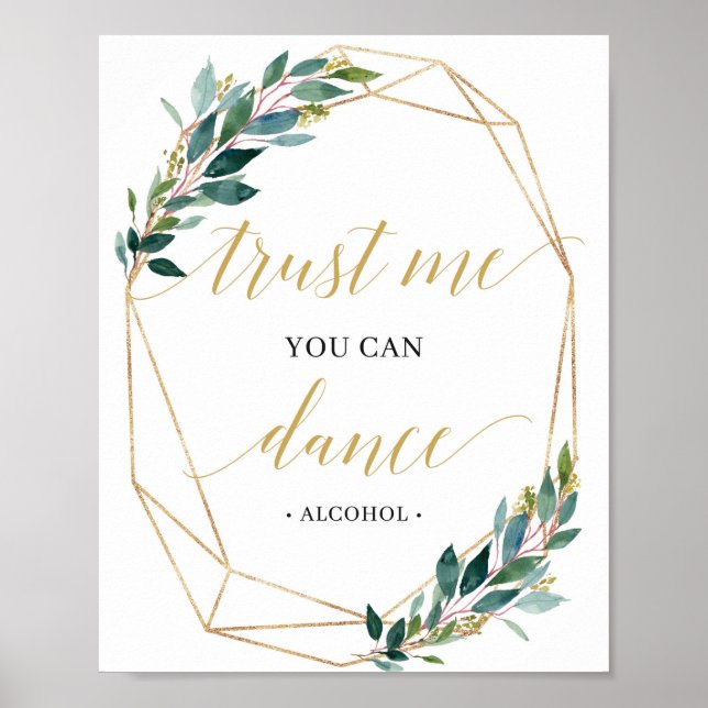 Modern trust me you can dance wedding sign green (Front)