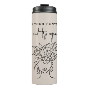 Modern Try Again Woman with Plant Personalised Thermal Tumbler