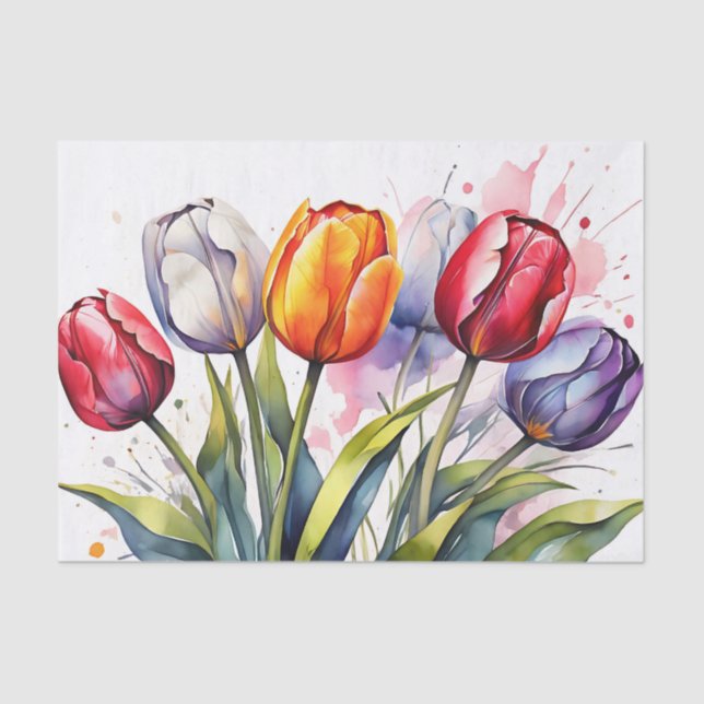 Modern Tulip Bold Watercolor Tissue Paper (Front)